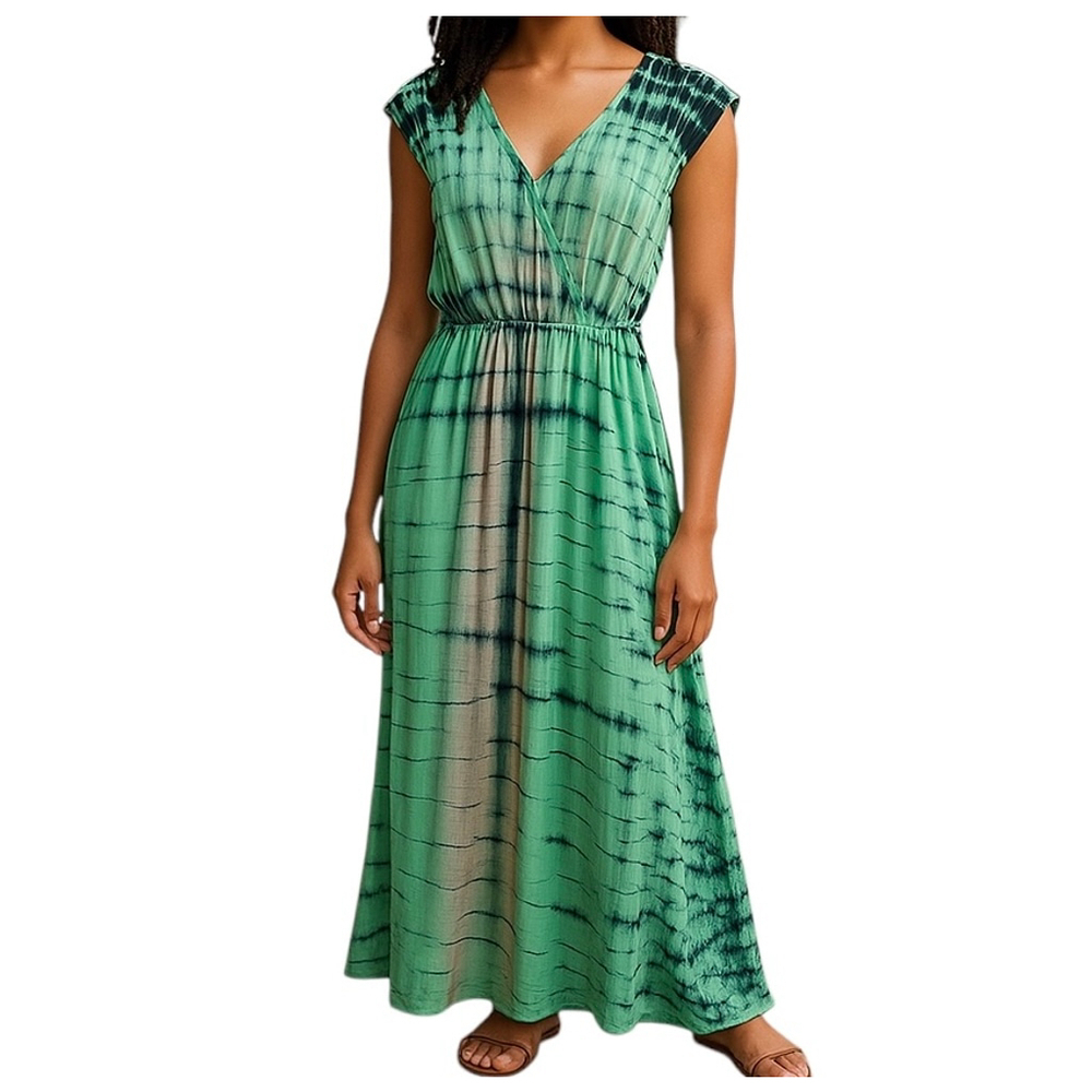 Anthropologie Tie Dye Maxi Dress Jersey Knit Sleeveless Sunday in Brooklyn SMALL